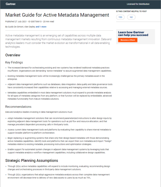 Market Guide For Active Meta Data Management